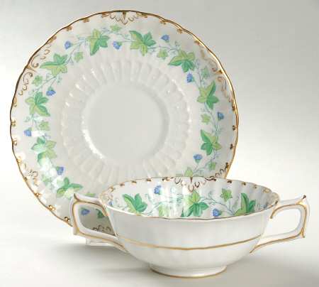 Medway (Burford) Footed Cream Soup Bowl & Saucer Set