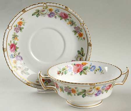 Melody Footed Cream Soup Bowl & Saucer Set