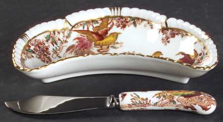 Olde Avesbury (Ely Chelsea Shape) Individual Cheese Dish and Knife Set
