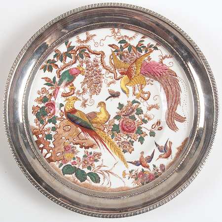 Olde Avesbury (Ely Chelsea Shape) Luncheon Plate with Sterling Rim