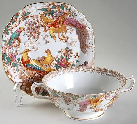 Olde Avesbury (Ely Chelsea Shape) Footed Cream Soup Bowl & Saucer Set