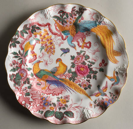 Old Avesbury Pink Multicolor Embossed Sheffield Dessert Plate