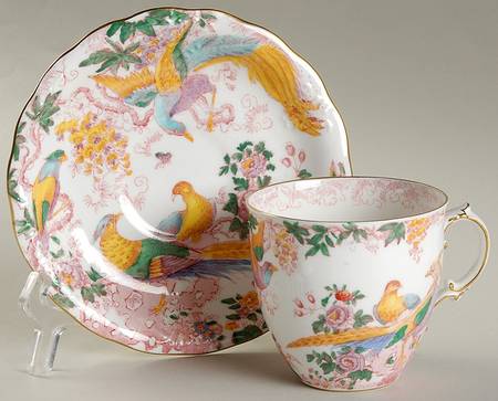 Old Avesbury Pink Multicolor Flat Cup & Saucer Set
