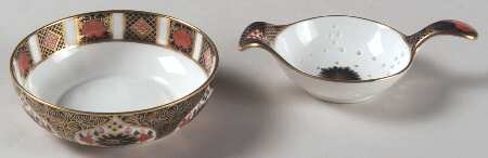 Old Imari Tea Strainer & Bowl