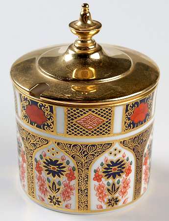 Old Imari Honey Pot & Metal Lid