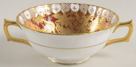 Paradise Maroon Footed Cream Soup Bowl