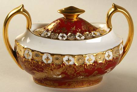 Paradise Maroon Sugar Bowl & Lid