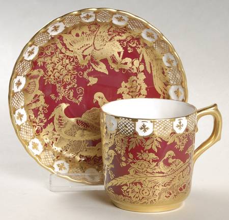 Paradise Maroon Flat Demitasse Cup & Saucer Set