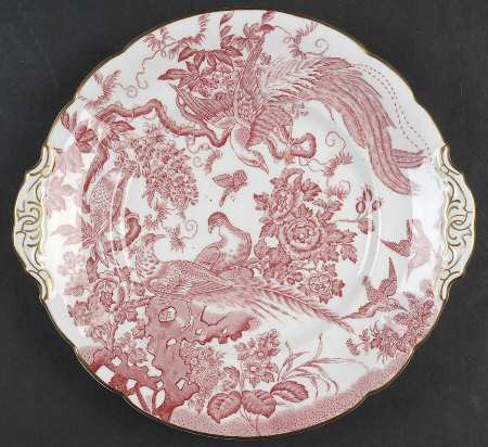 Pink Aves Handled Cake Plate