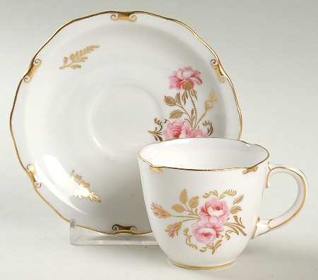 Pinxton Roses Flat Demitasse Cup & Saucer Set