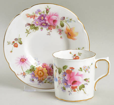 Posie Ely Chelsea (White Background) Flat Demitasse Cup & Saucer Set