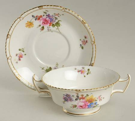 Posie Sprays Footed Cream Soup Bowl & Saucer Set