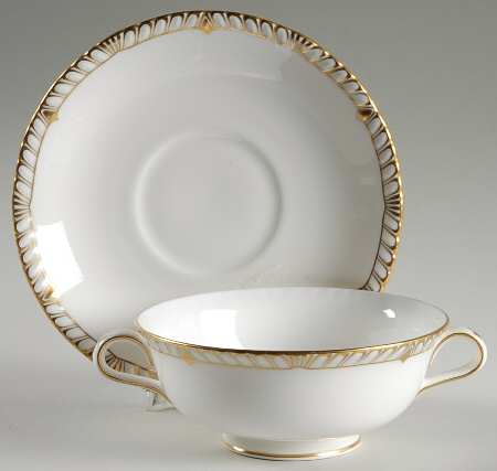 Prince Consort Footed Cream Soup Bowl & Saucer Set