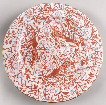 Derby Peacock Red Chop Plate (Round Platter)