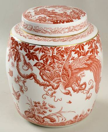 Red Aves (Older, Discontinued 1997) Large Ginger Jar & Lid