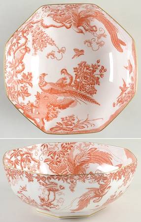 Red Aves (Older, Discontinued 1997) 9" Octagonal Vegetable Bowl