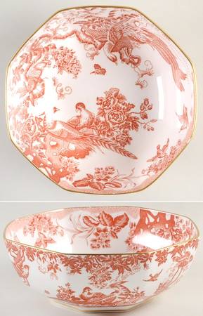 Red Aves (Older, Discontinued 1997) 8" Octagonal Vegetable Bowl