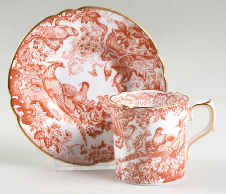 Red Aves (Older, Discontinued 1997) Flat Demitasse Cup & Saucer Set