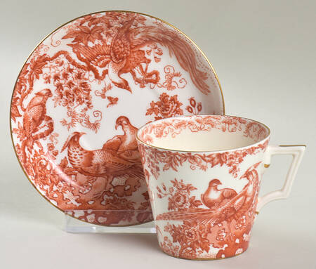 Red Aves (Older, Discontinued 1997) Flat Demitasse Cup & Saucer Set