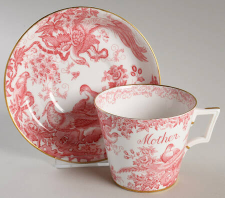 Red Aves (Older, Discontinued 1997) Breakfast Cup & Saucer Set