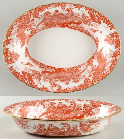 Red Aves (Older, Discontinued 1997) 10" Oval Vegetable Bowl