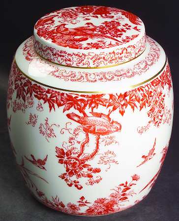 Red Aves (Older, Discontinued 1997) Medium Ginger Jar & Lid