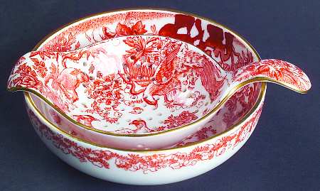 Red Aves (Older, Discontinued 1997) Tea Strainer & Bowl