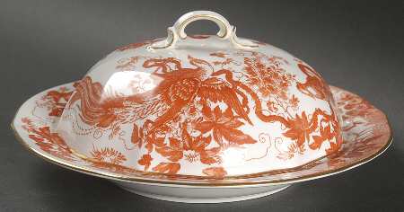 Red Aves (Older, Discontinued 1997) Muffin Dish & Lid