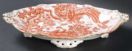 Red Aves (Older, Discontinued 1997) Oval Dessert Dish