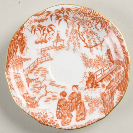 Red Mikado Saucer for Flat Demitasse Cup