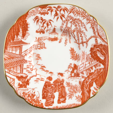 Red Mikado Saucer for Demitasse Cup by Royal Crown Derby