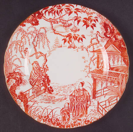 Red Mikado Luncheon Plate by Royal Crown Derby
