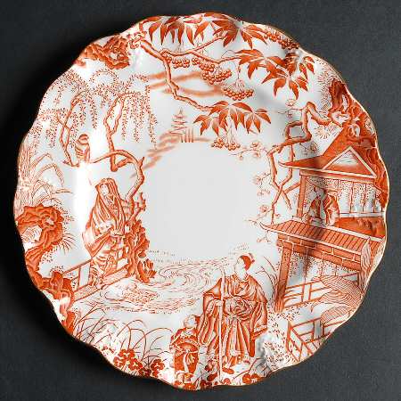 Red Mikado Embossed Sheffield Dessert Plate