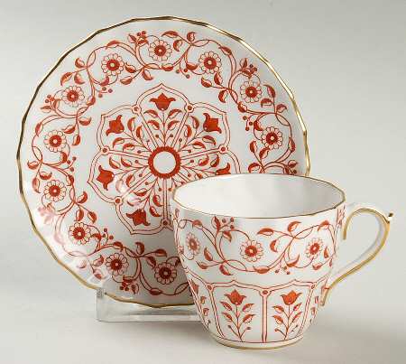 Rougemont (Boston Shape, Swirl) Flat Demitasse Cup & Saucer Set