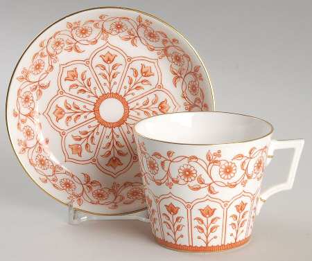 Rougemont (Duesbury Shape, Smooth) Flat Cup & Saucer Set