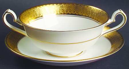 St. George Footed Cream Soup Bowl & Saucer Set