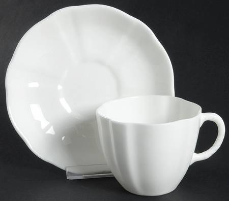 Surrey White Flat Cup & Saucer Set