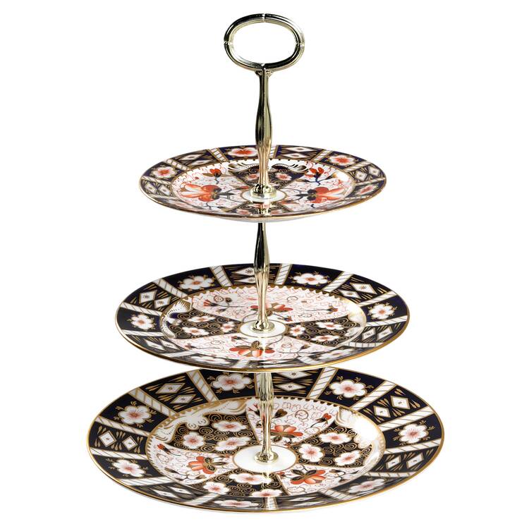 Traditional Imari 13 7/8"-14 1/4" 3-Tiered Serving Tray(DP,SP,BB) HC