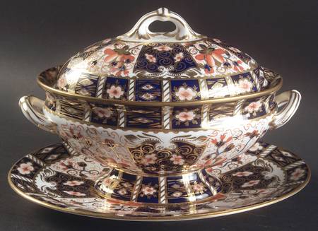 Traditional Imari Sauce Boat & Lid & Underplate