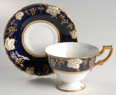 Vine Cobalt Blue Footed Cup & Saucer Set