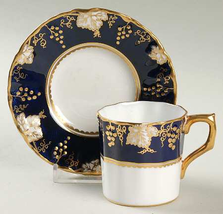 Vine Cobalt Blue Flat Demitasse Cup & Saucer Set