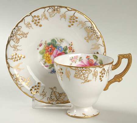 Vine Garnett Center Footed Demitasse Cup & Saucer Set