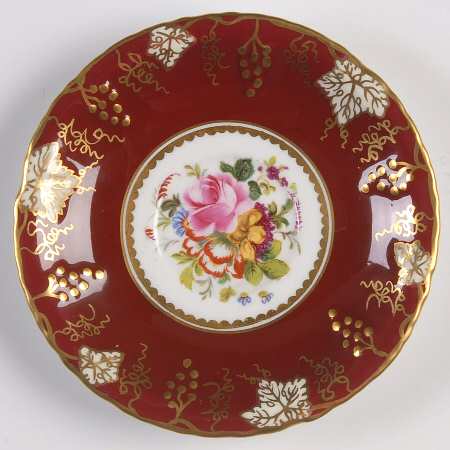 Vine Maroon (Posie Center) Saucer for Demitasse Cup