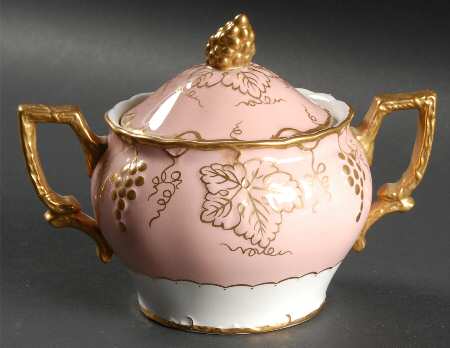 Vine Pink (Salmon, No Floral Center) Sugar Bowl & Lid