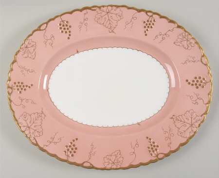 Vine Pink (Salmon, No Floral Center) 17" Oval Serving Platter
