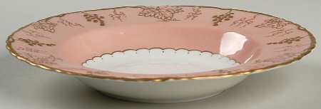 Vine Pink (Salmon, No Floral Center) Rim Soup Bowl