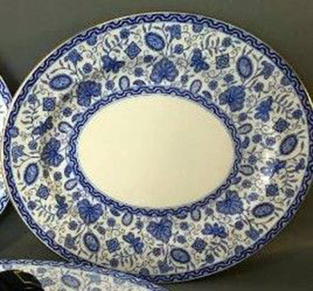 Wilmot Blue (Gold Trim) 17" Oval Serving Platter