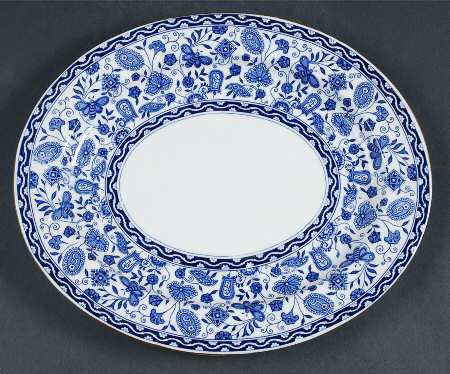 Wilmot Blue (Gold Trim) 11" Oval Serving Platter