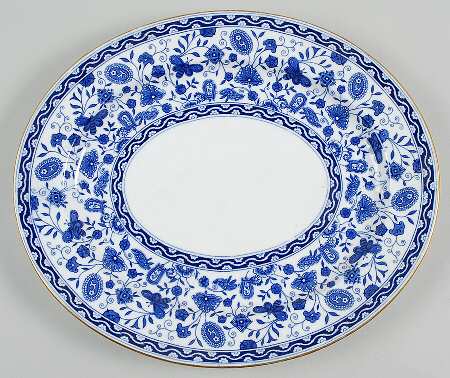 Wilmot Blue (Gold Trim) 13" Oval Serving Platter