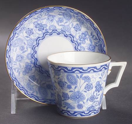 Wilmot Blue (Gold Trim) Flat Demitasse Cup & Saucer Set